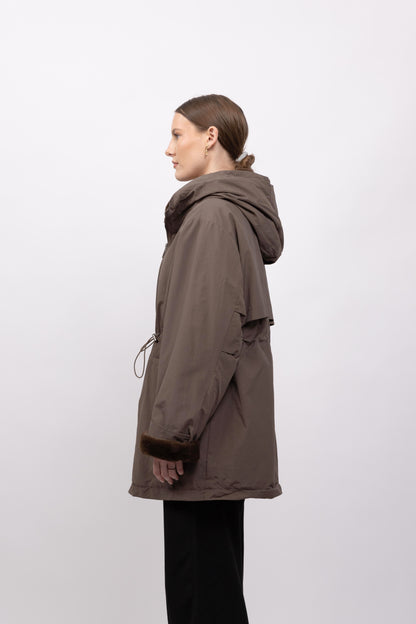 WATERPROOF PARKA WITH HOOD AND FAUX FUR LINING