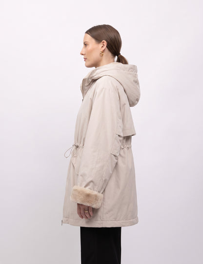 WATERPROOF PARKA WITH HOOD AND FAUX FUR LINING
