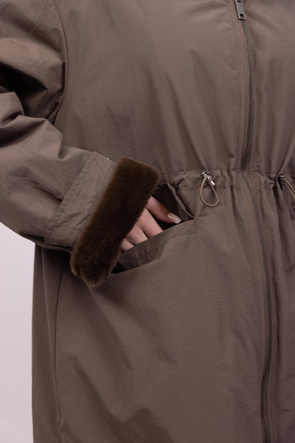 WATERPROOF PARKA WITH HOOD AND FAUX FUR LINING
