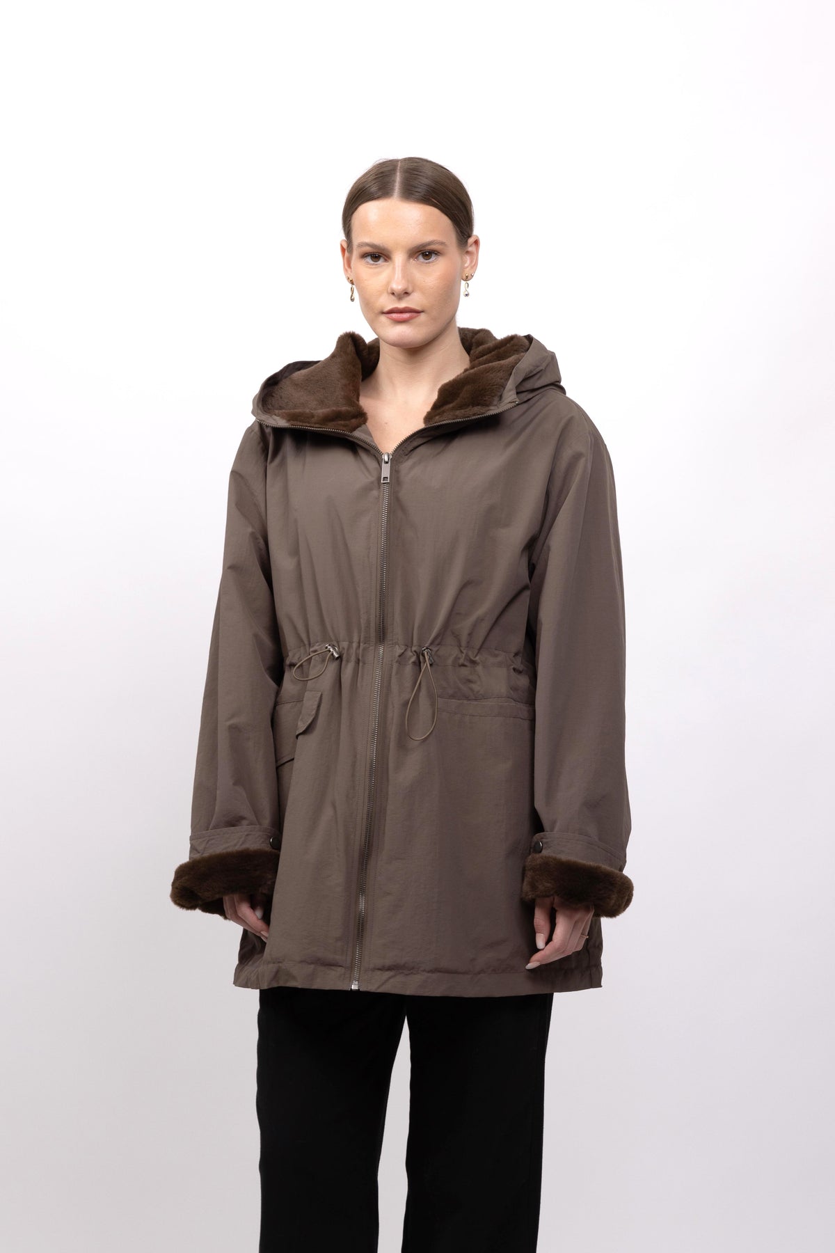WATERPROOF PARKA WITH HOOD AND FAUX FUR LINING