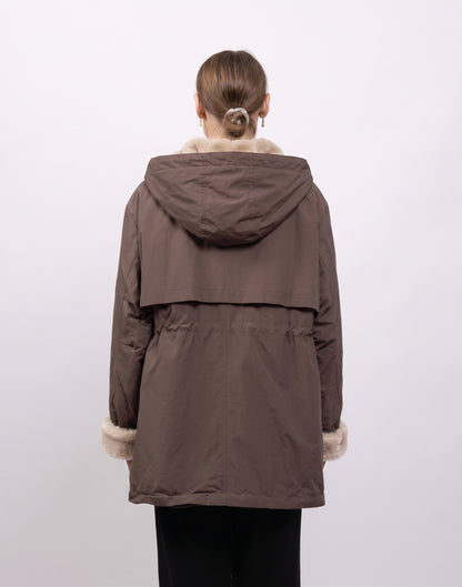 WATERPROOF PARKA WITH HOOD AND FAUX FUR LINING