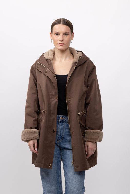 PARKA IMPERMÉABLE A CAPUCHE ET INTÉRIEUR FAUSSE FOURRURE