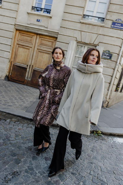 MANTEAU MI-LONG À CAPUCHE AMOVIBLE