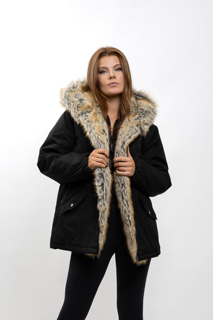 PARKA À CAPUCHE EN FAUSSE FOURRURE