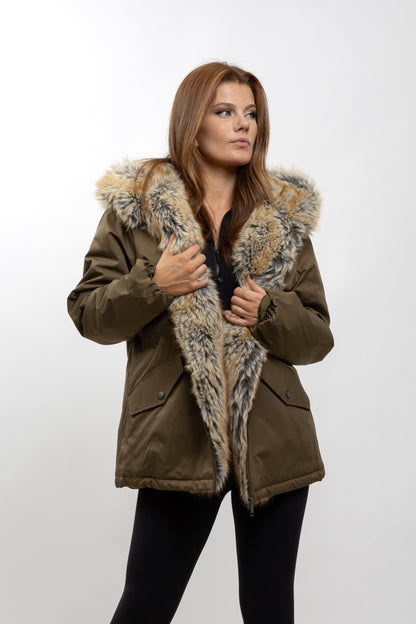 PARKA À CAPUCHE EN FAUSSE FOURRURE