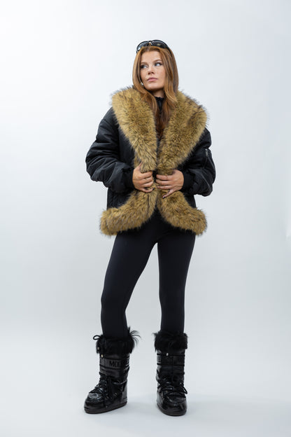 MANTEAU STYLE BOMBER AVEC FAUSSE FOURRURE