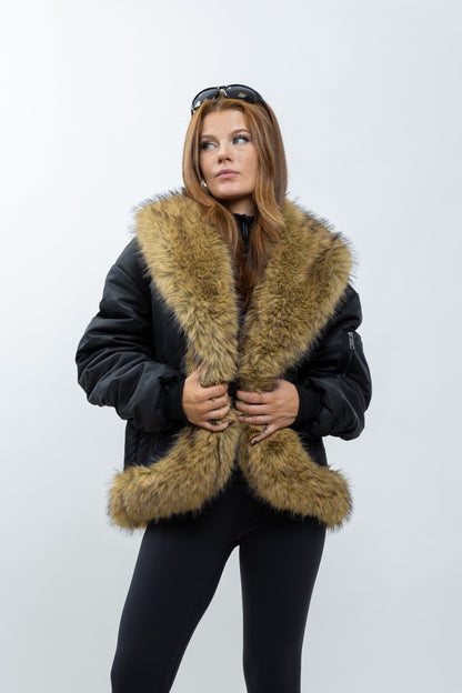 MANTEAU STYLE BOMBER AVEC FAUSSE FOURRURE