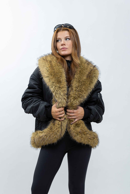 MANTEAU STYLE BOMBER AVEC FAUSSE FOURRURE