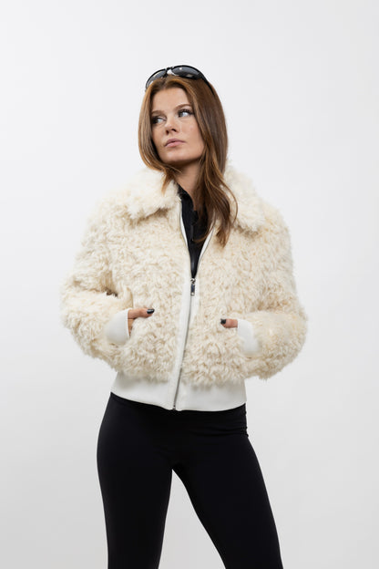 BLOUSON VESTE EN FAUSSE FOURRURE MOUTON