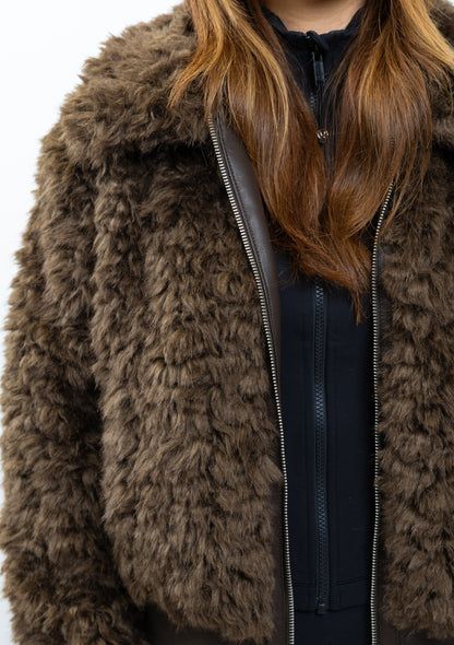 BLOUSON VESTE EN FAUSSE FOURRURE MOUTON
