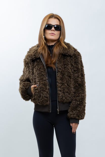 BLOUSON VESTE EN FAUSSE FOURRURE MOUTON