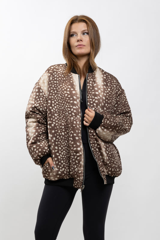 BOMBER OVERSIZE RÉVERSIBLE FAON/KAKI