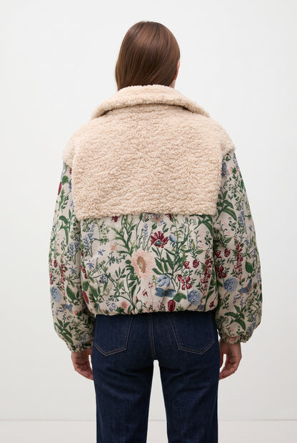 DOUDOUNE EN JACQUARD FLEURS ET FAUX MOUTON