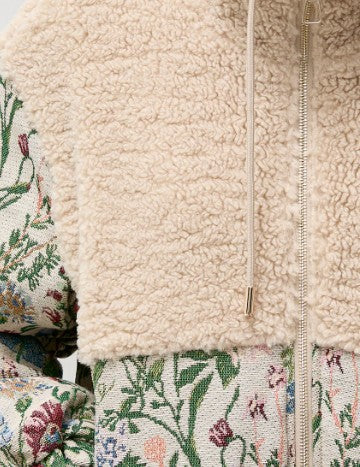 DOUDOUNE EN JACQUARD FLEURS ET FAUX MOUTON