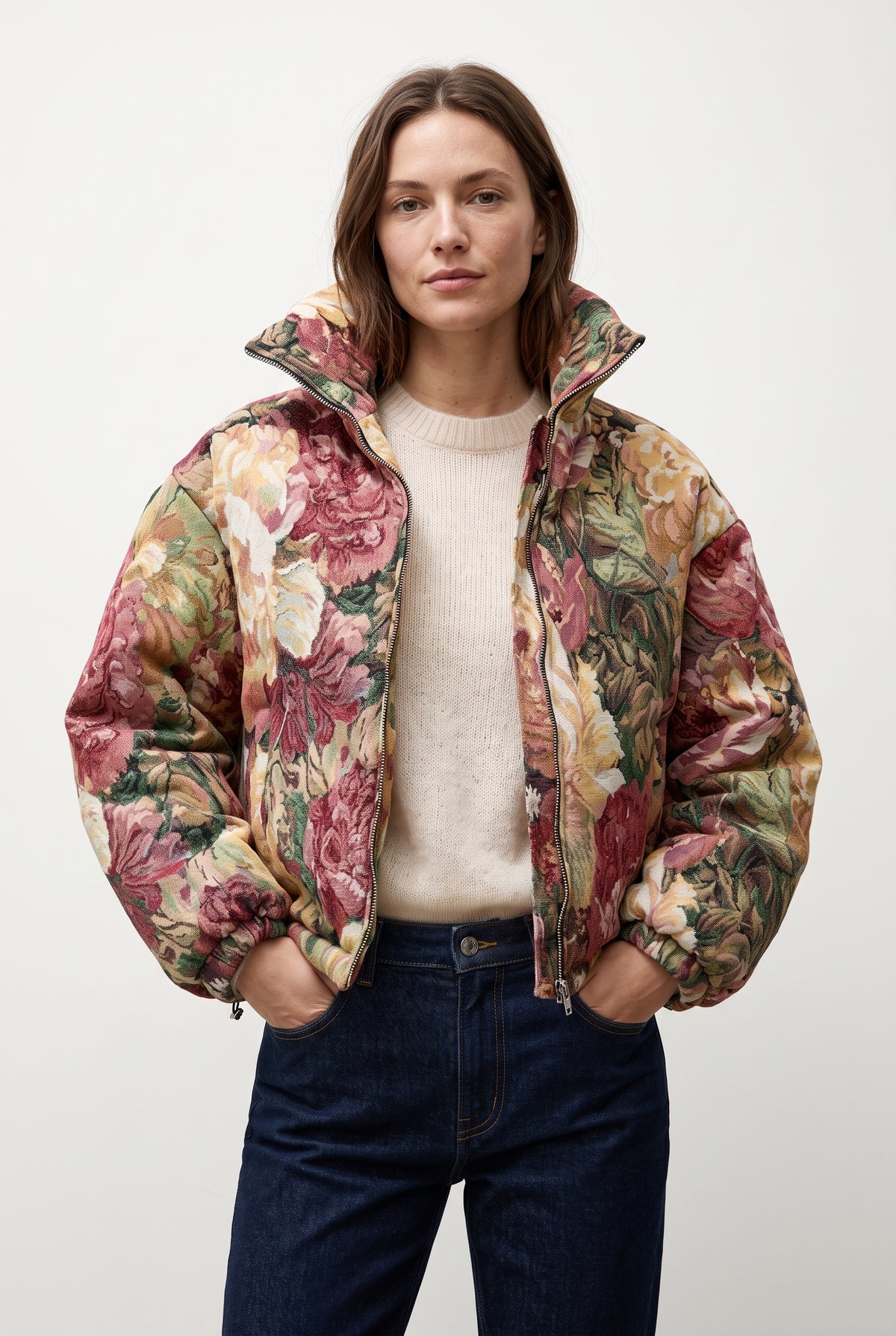 DOUDOUNE EN JACQUARD À MOTIF FLEURS