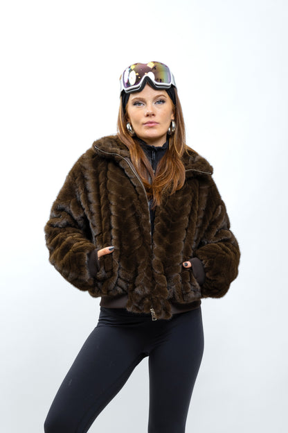 BLOUSON EN FAUSSE FOURRURE TORSADÉE - INTÉRIEUR DOUDOUNE