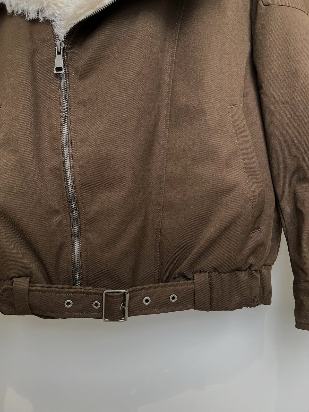 BLOUSON BIKER AVEC FAUSSE FOURRURE MOUTON