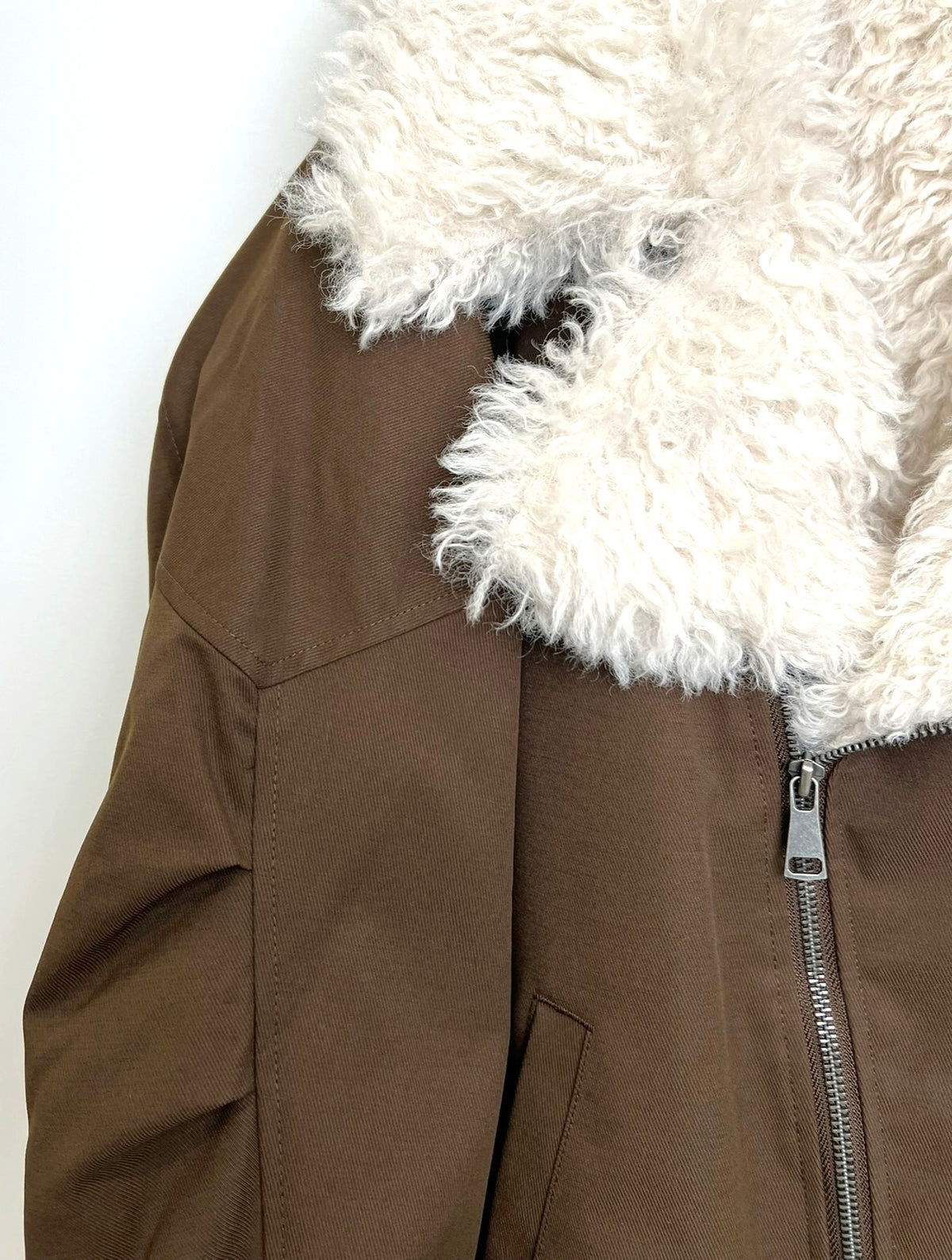 BLOUSON BIKER AVEC FAUSSE FOURRURE MOUTON