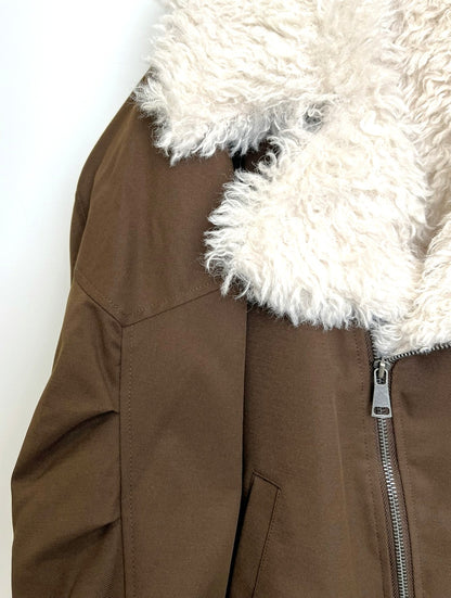 BLOUSON BIKER AVEC FAUSSE FOURRURE MOUTON