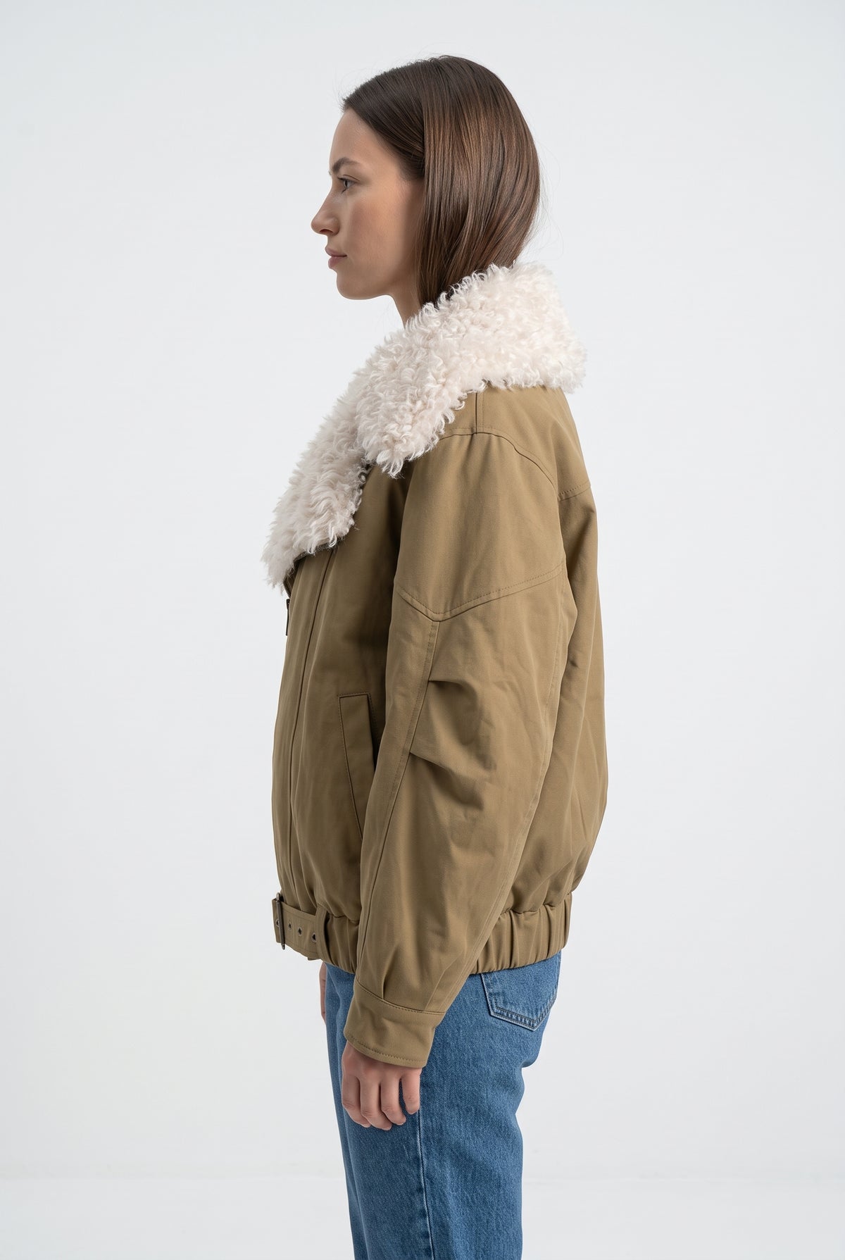 BLOUSON BIKER AVEC FAUSSE FOURRURE MOUTON