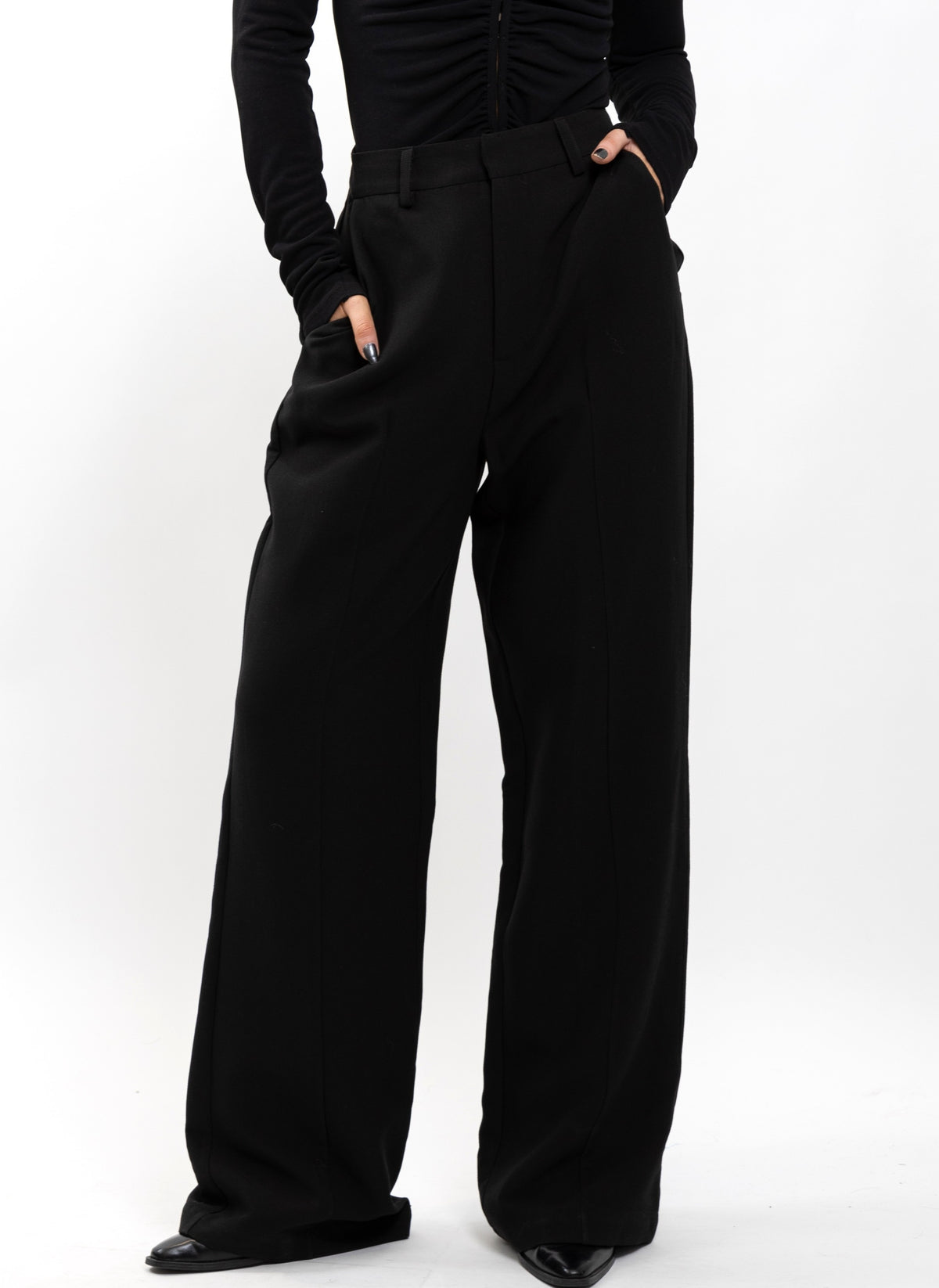 PANTALON NOIR WIDE LEG TAILLE HAUTE