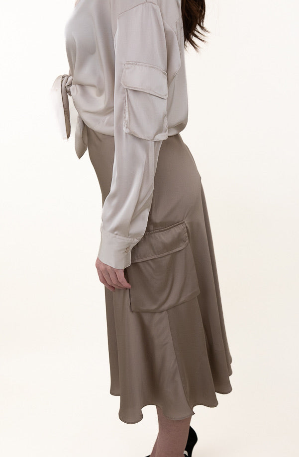 SATIN MID-LENGTH SKIRT