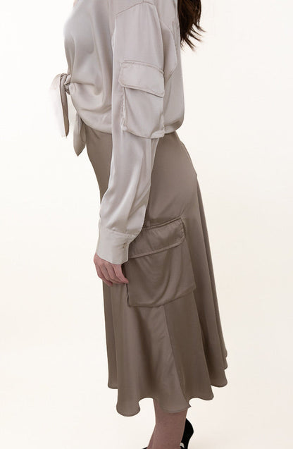 SATIN MID-LENGTH SKIRT