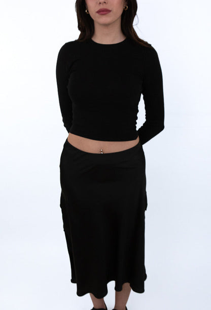 SATIN MID-LENGTH SKIRT