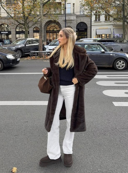 MANTEAU LONG EN FAUSSE FOURRURE