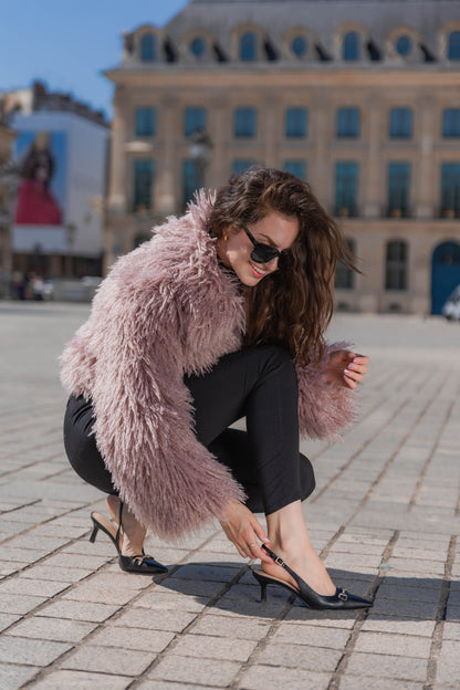 ABRIGO CORTO DE PIEL SINTÉTICA DE OVEJA