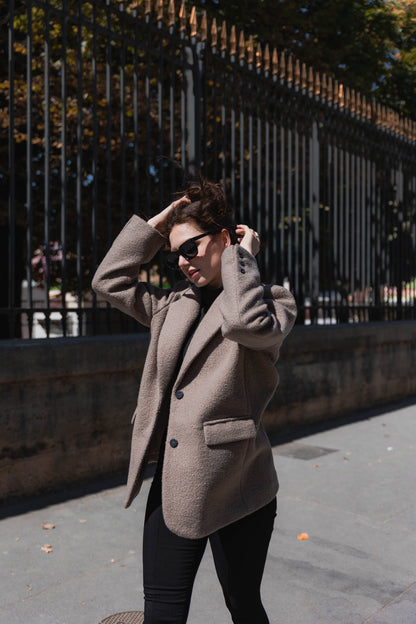 OVERSIZED SHEARLING BLAZER JACKET