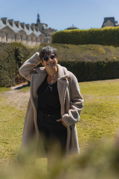MANTEAU LONG EN FAUSSE FOURRURE MOUTON - K-ZELL PARIS