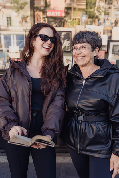 PARKA À CAPUCHE ET CEINTURE EN SIMILI CUIR