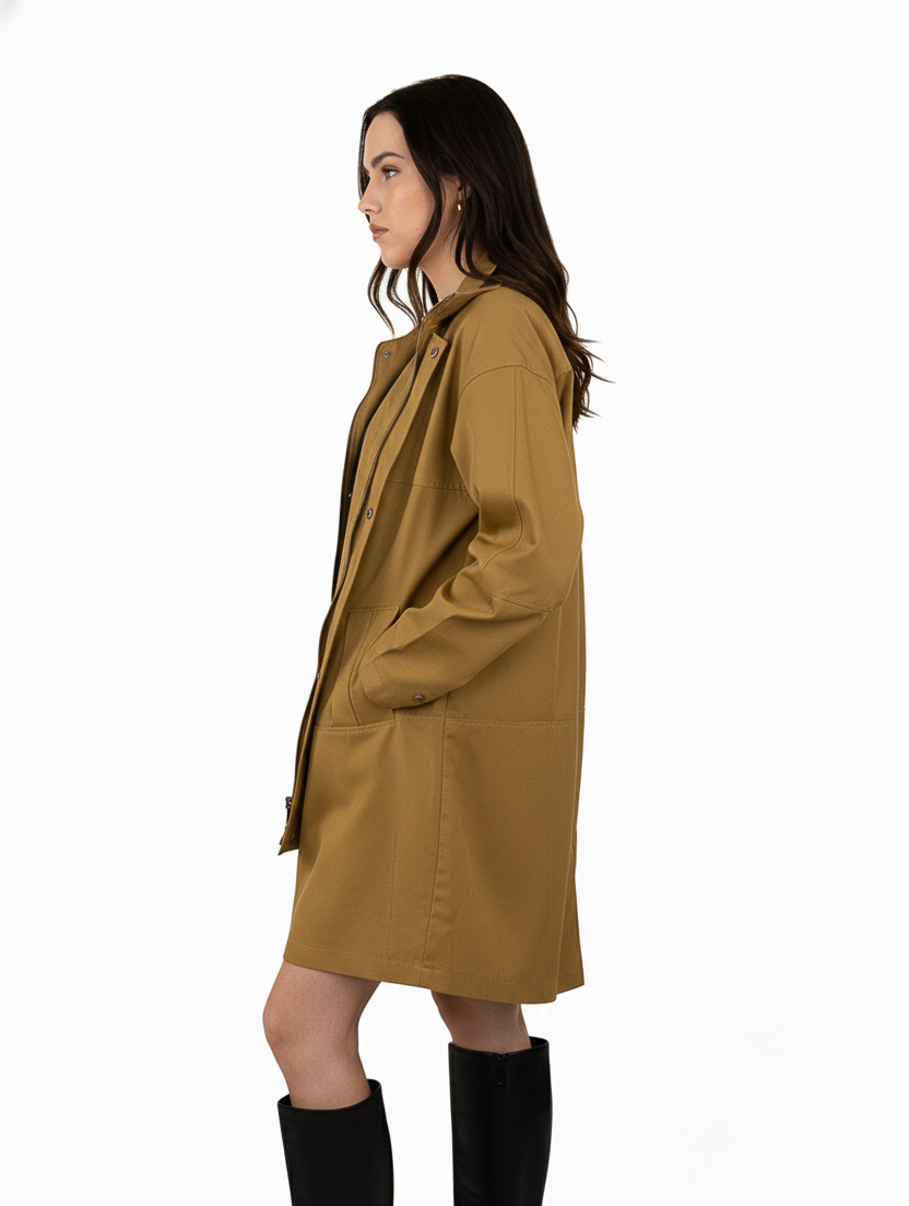 Long cotton blend parka