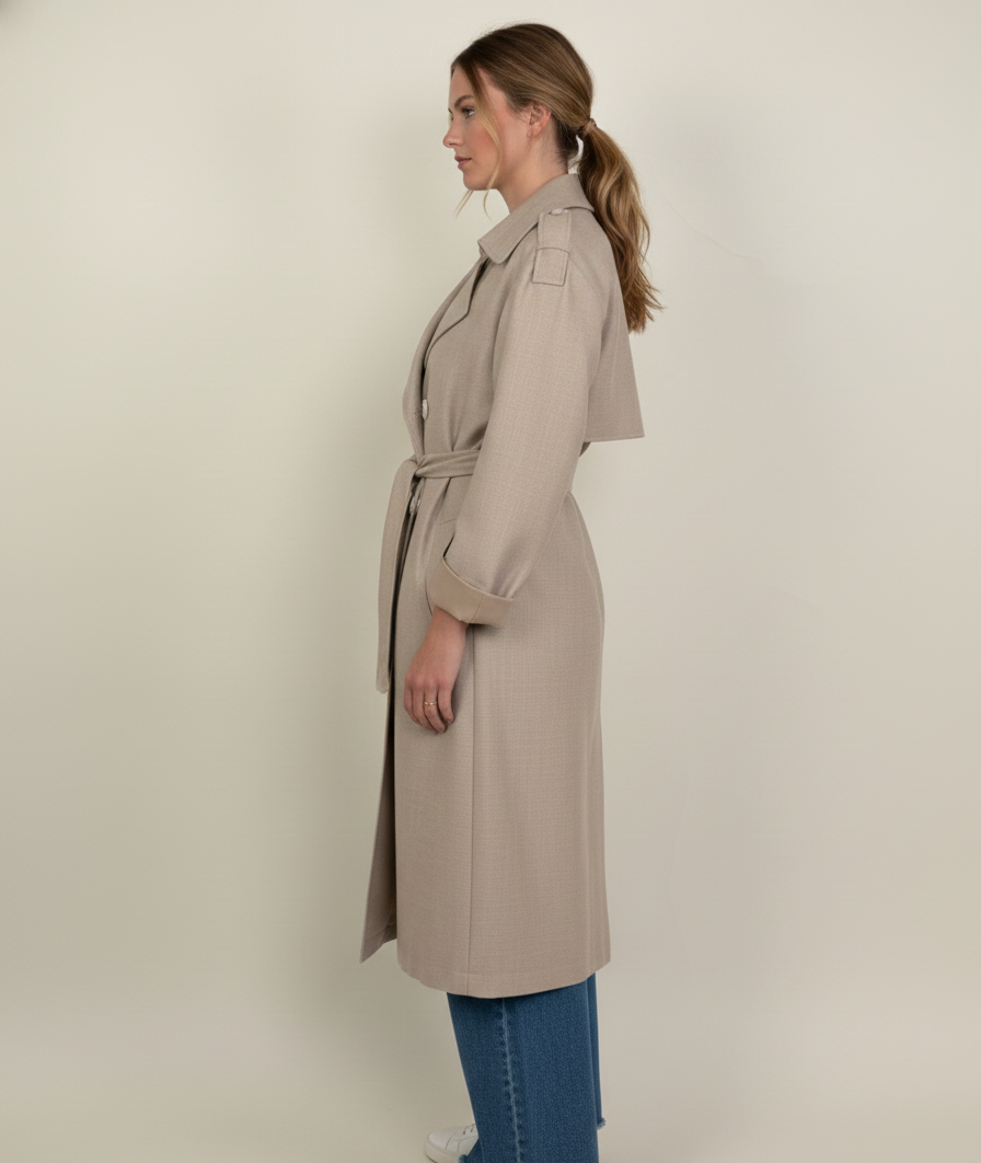 LINEN AND COTTON BLEND TRENCH COAT