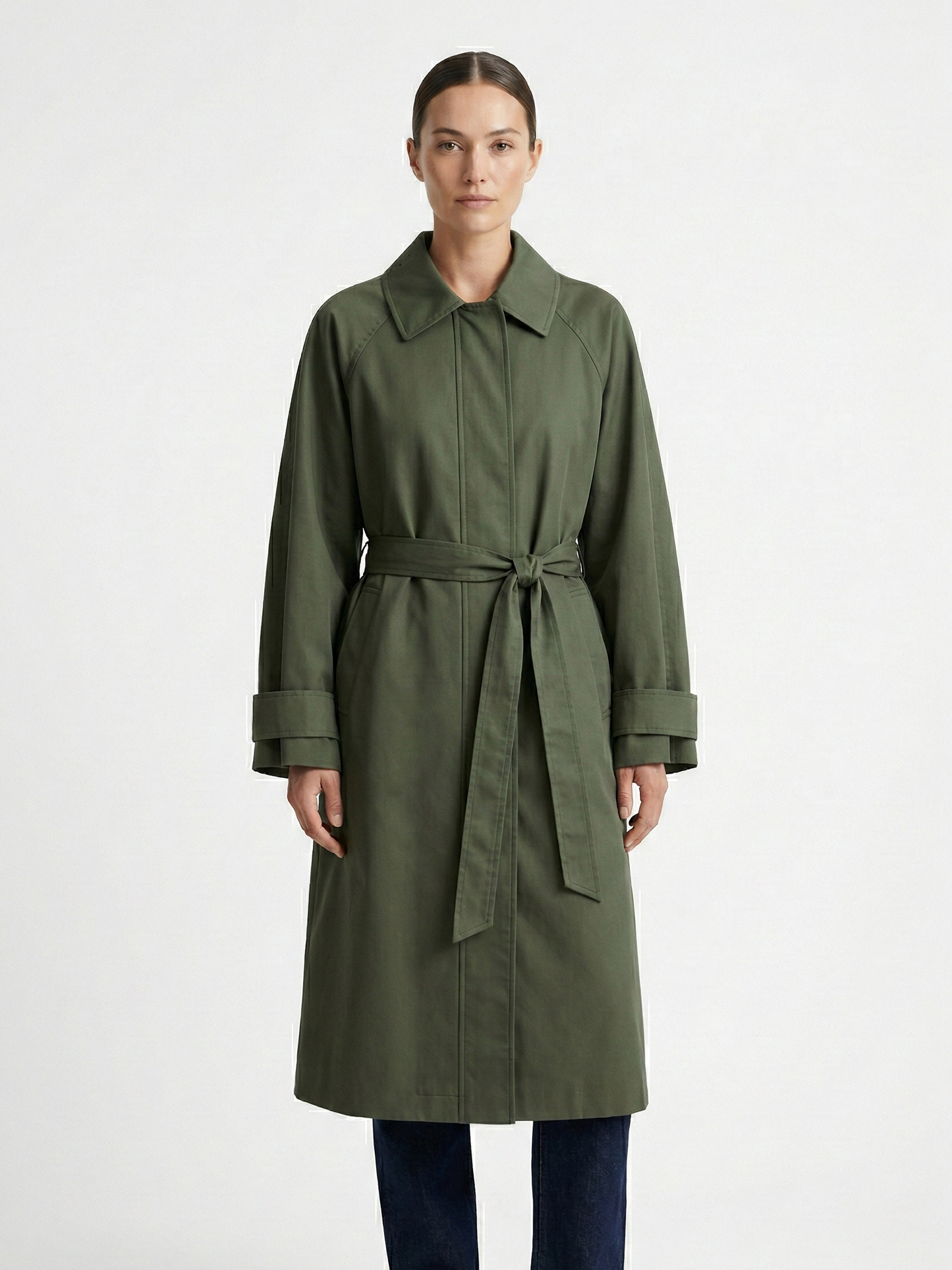 Waterproof trench coat in cotton blend