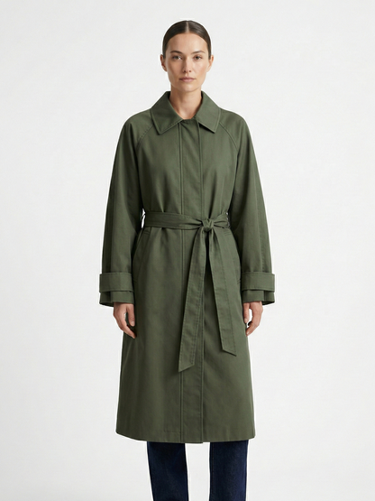 Waterproof trench coat in cotton blend