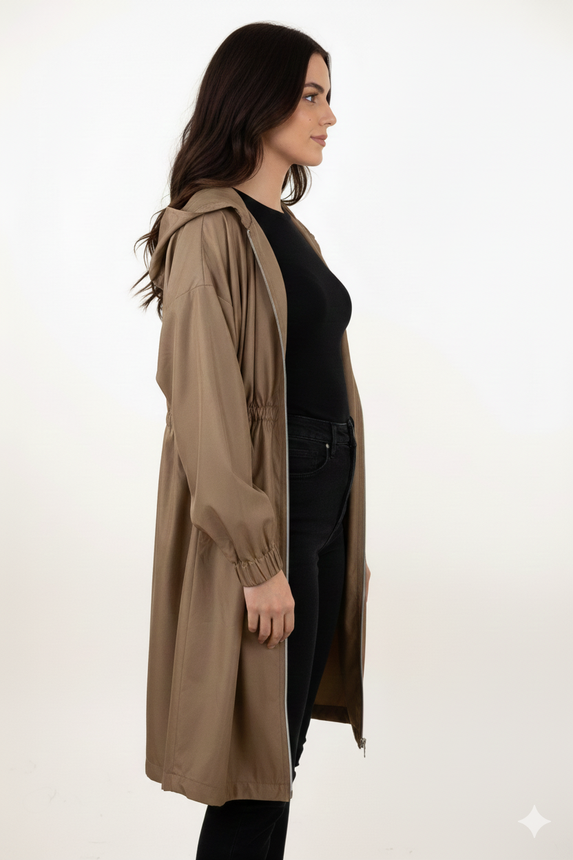 SATIN PARKA WITH HOOD