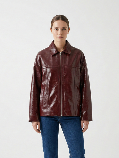 BLOUSON EN SIMILICUIR BRILLANT