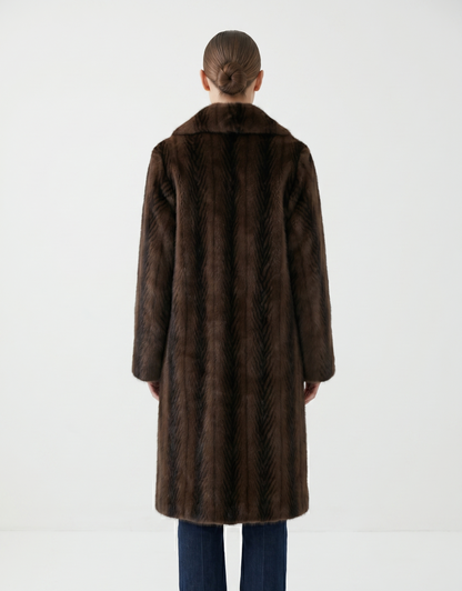 MANTEAU LONG EN FAUSSE FOURRURE À RAYURES - K-ZELL PARIS