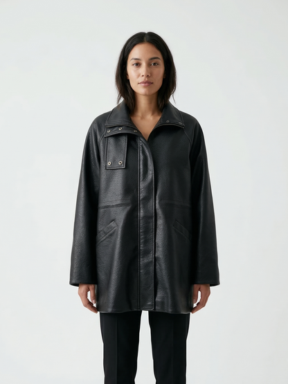 MANTEAU COL MONTANT EN SIMILICUIR