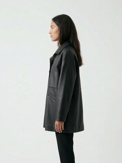MANTEAU COL MONTANT EN SIMILICUIR