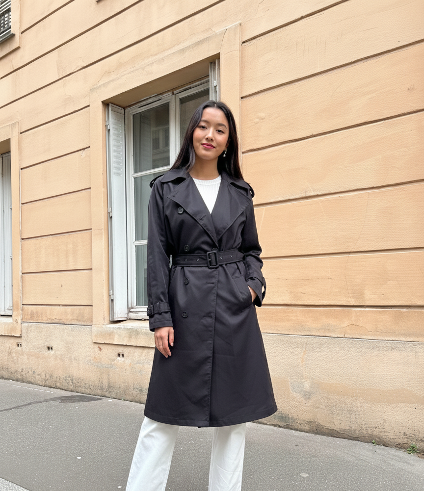TRENCH COAT WITH ADJUSTABLE BELT