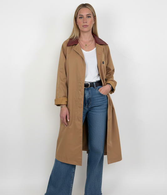 CONTRAST COLLAR TRENCH COAT
