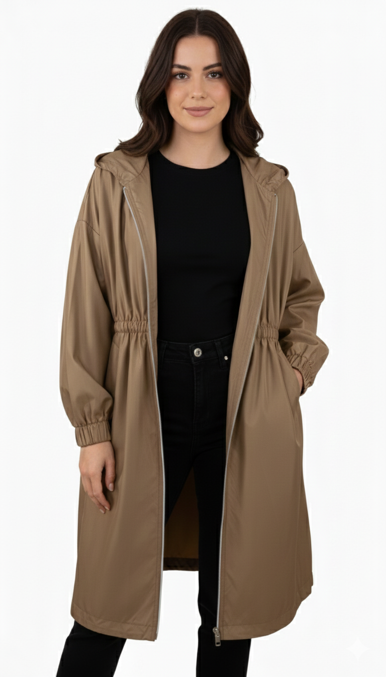 SATIN PARKA WITH HOOD