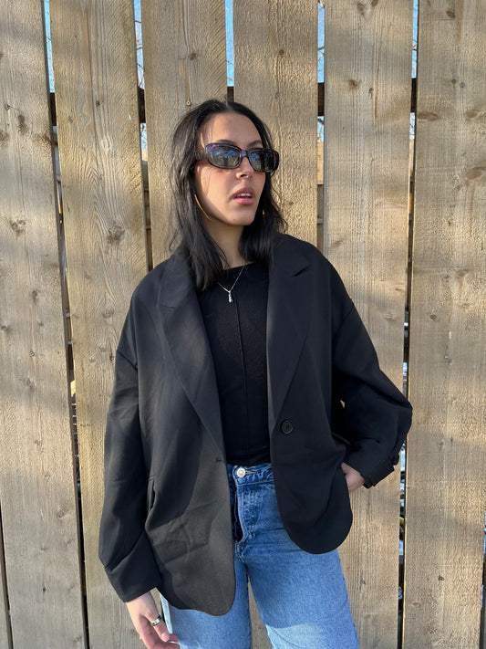 VESTE BLAZER BI-MATIÈRE