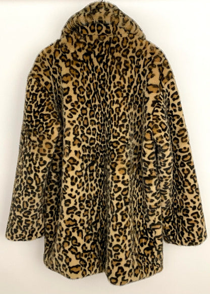 Leopard faux fur coat