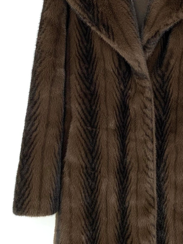 MANTEAU LONG EN FAUSSE FOURRURE À RAYURES - K-ZELL PARIS