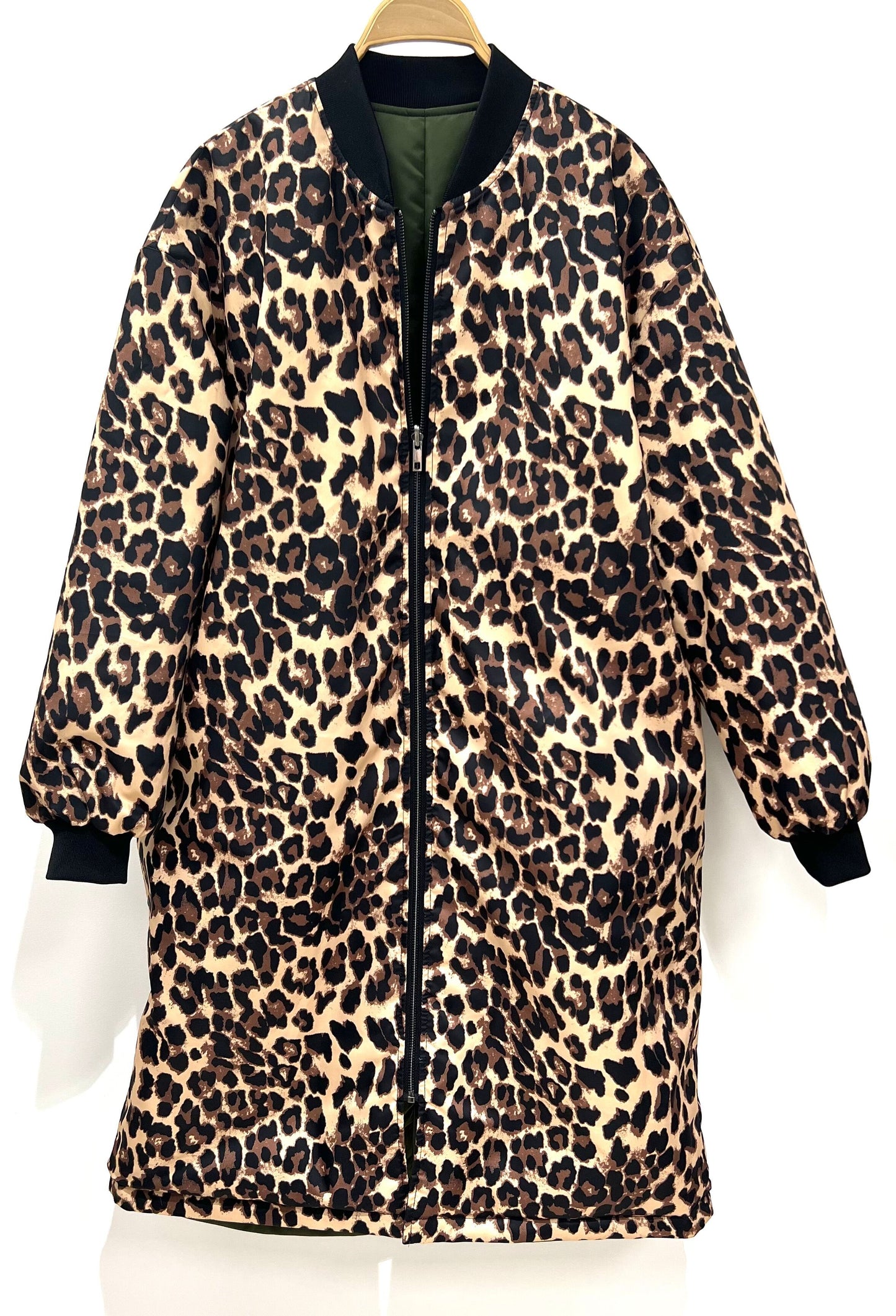 Long Reversible Leopard Bomber