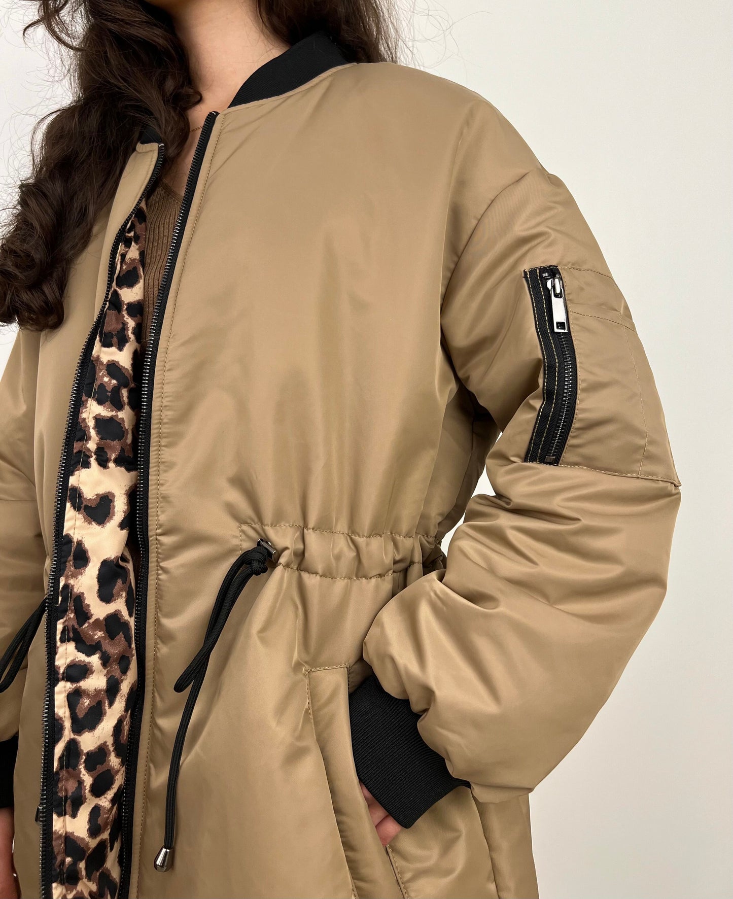 Long Reversible Leopard Bomber